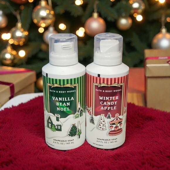 🆕Bath & Body Works Shapable Soap-Winter Candy Apple & Vanilla Bean Noel Bundle - Picture 1 of 4